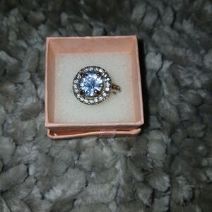 Elegant Silver and Gold Ring with Crystal Accents